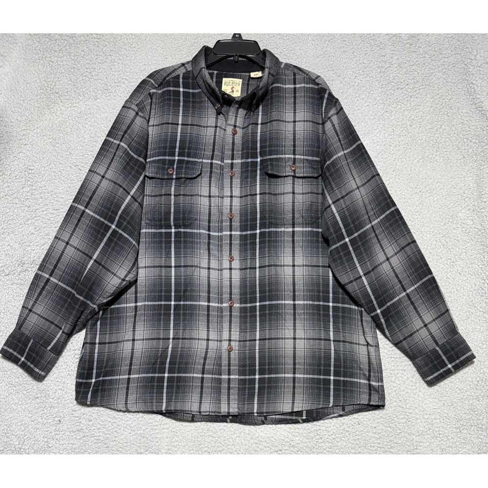 RedHead button up long sleeve thick Plaid flannel shirt Mens Size 2XL